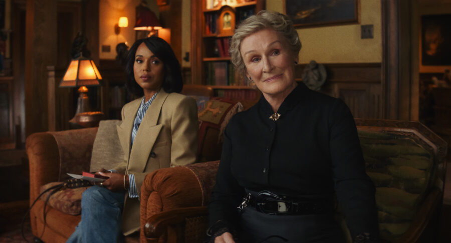 Wake Up Dead Man: A Knives Out Mystery. (L-R) Kerry Washington and Glenn Close in Wake Up Dead Man: A Knives Out Mystery. Cr. Courtesy of Netflix © 2025 | Tell-Tale TV Wake Up Dead Man: A Knives Out Mystery. (L-R) Kerry Washington and Glenn Close in Wake Up Dead Man: A Knives Out Mystery. Cr. Courtesy of Netflix © 2025