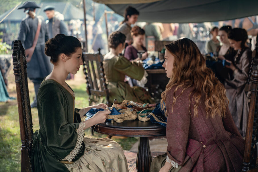 Outlander: Blood of my Blood 109 — Braemar, Left to Right: Hermione Corfield (“Julia Moriston Beauchamp”) and Harriet Slater (“Ellen MacKenzie”) | Tell-Tale TV Outlander: Blood of my Blood 109 — Braemar, Left to Right: Hermione Corfield (“Julia Moriston Beauchamp”) and Harriet Slater (“Ellen MacKenzie”)