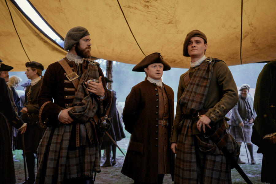 Outlander: Blood of my Blood 109 — Braemar, Left to Right: Sam Retford (“Dougal MacKenzie”), Conor MacNeill (“Ned Gowan”), and Séamus McLean Ross (“Colum MacKenzie”) | Tell-Tale TV Outlander: Blood of my Blood 109 — Braemar, Left to Right: Sam Retford (“Dougal MacKenzie”), Conor MacNeill (“Ned Gowan”), and Séamus McLean Ross (“Colum MacKenzie”)