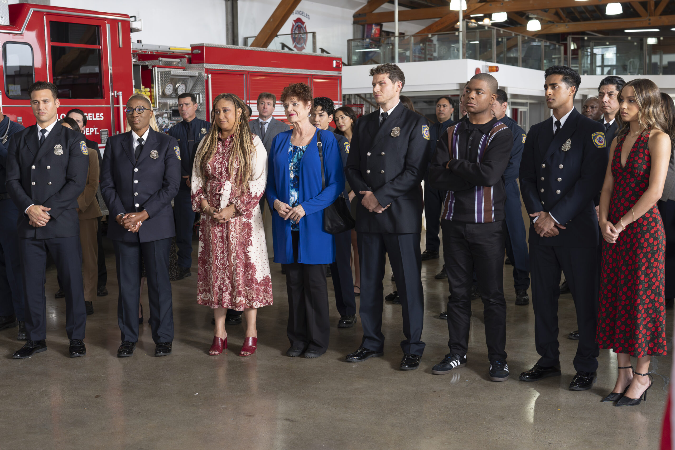 9-1-1 Season 9 Episode 1, "Eat the Rich" | Tell-Tale TV 9-1-1 Season 9 Episode 1, "Eat the Rich" -- RYAN GUZMAN, AISHA HINDS, TRACIE THOMS, DEBRA CHRISTOFFERSON, OLIVER STARK, ELIJAH M. COOPER, ANIRUDH PISHARODY, CORINNE MASSIAH