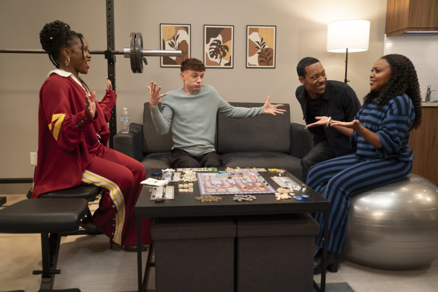 COURTNEY TAYLOR, CHRIS PERFETTI, TYLER JAMES WILLIAMS, QUINTA BRUNSON | Tell-Tale TV ABBOTT ELEMENTARY “Game Night” - (Disney/Gilles Mingasson) COURTNEY TAYLOR, CHRIS PERFETTI, TYLER JAMES WILLIAMS, QUINTA BRUNSON