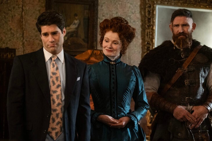 “Bring Your Daughter to Work Day” – GHOSTS. Pictured (L-R): Asher Grodman as Trevor, Rebecca Wisocky as Hetty, and Devan Chandler Long as Thorfinn.