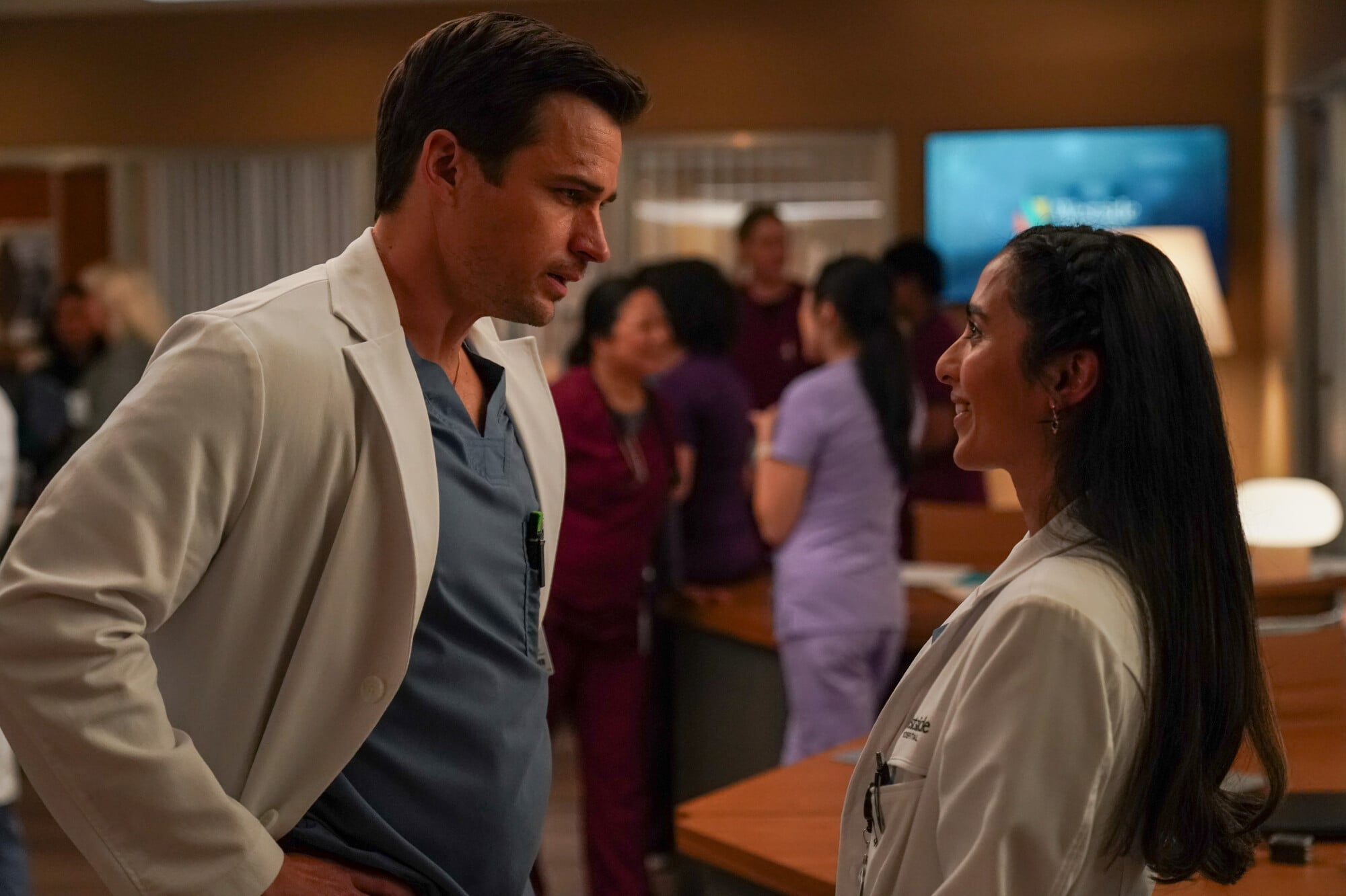 Still from Doc Season 2 Episode 3 of on Ecker and Anya Banerjee pictured from left to rght.