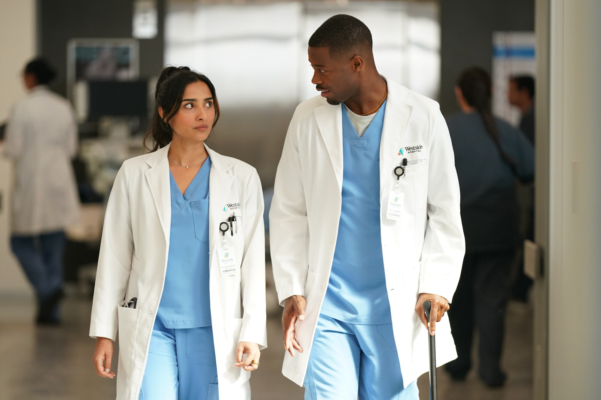 Still from Doc Season 2 Episode 6 of Anya Banerjee and Patrick Walker pictured from left to right.