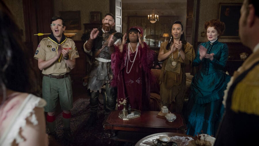 “Bring Your Daughter to Work Day” – GHOSTS. Pictured (L-R): Richie Moriarty as Pete, Devan Chandler Long as Thorfinn, Danielle Pinnock as Alberta, Román Zaragoza as Sasappis, and Rebecca Wisocky as Hetty. | Tell-Tale TV “Bring Your Daughter to Work Day” – GHOSTS. Pictured (L-R): Richie Moriarty as Pete, Devan Chandler Long as Thorfinn, Danielle Pinnock as Alberta, Román Zaragoza as Sasappis, and Rebecca Wisocky as Hetty.