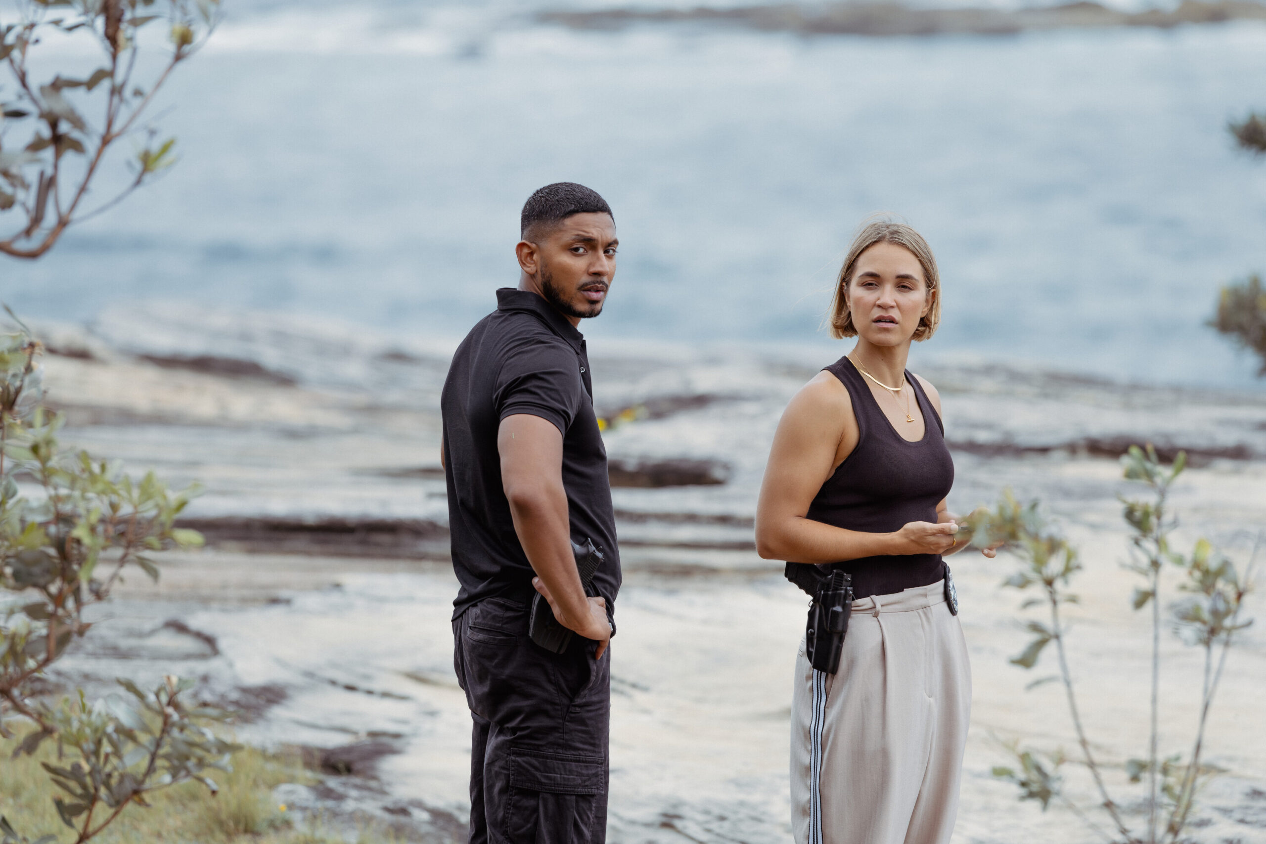 NCIS: Sydney Season 3, Episode 3, "Lost In Translation" -- Sean Sagar as NCIS Special Agent DeShawn Jackson and Tuuli Narkle as AFP Liaison Officer Constable Evie Cooper