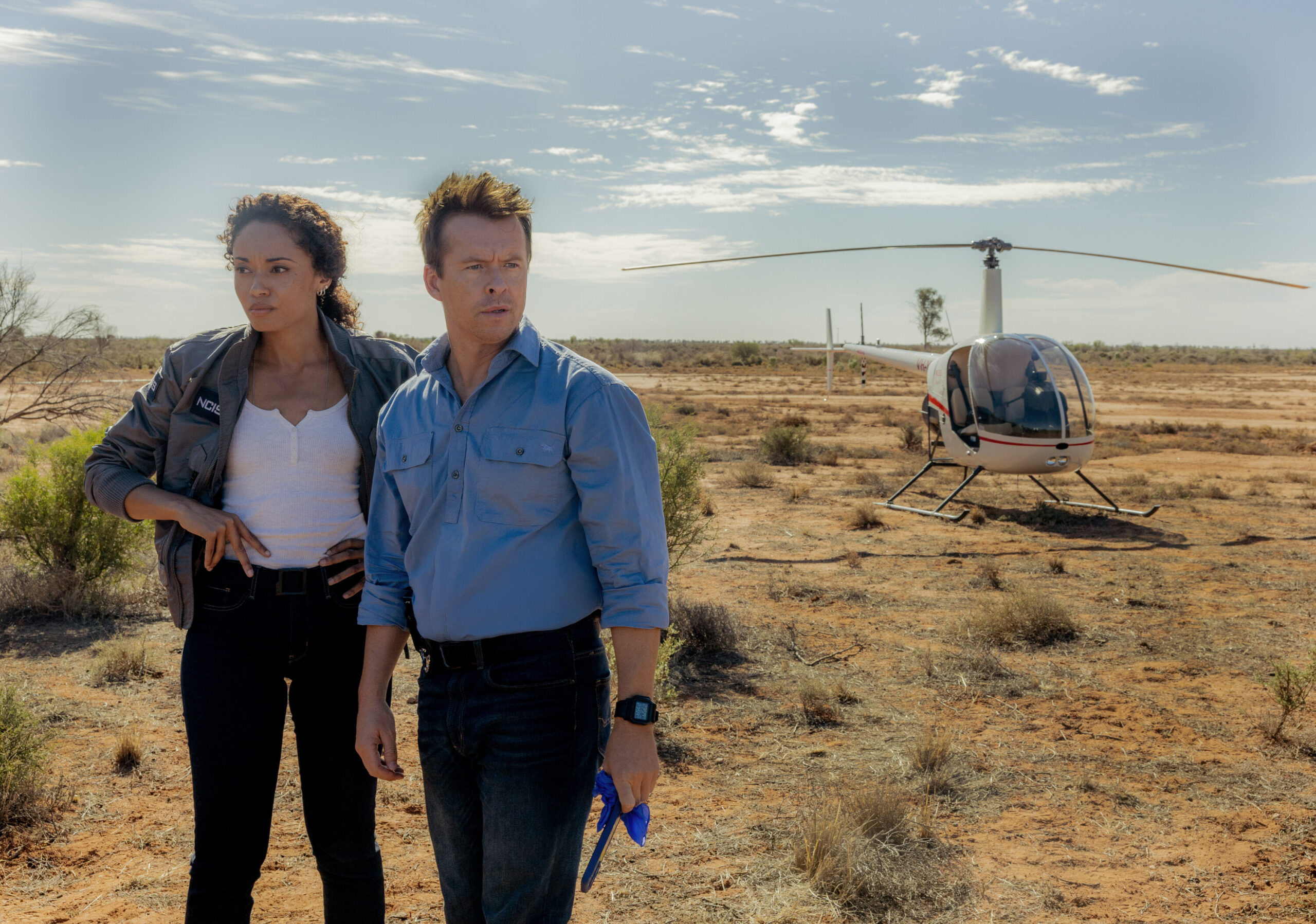 NCIS: Sydney Season 3 Episode 4, "The Truth Is Outback" -- Olivia Swann as NCIS Special Agent Captain Michelle Mackey and Todd Lasance as AFP Liaison Officer Sergeant Jim 'JD' Dempsey