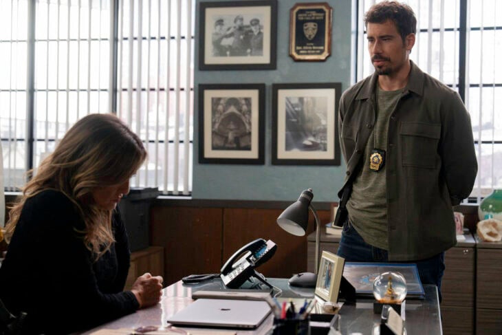 Law & Order: Special Victims Unit Season 27 Episode 3, "A Vicious Circle," - (l-r) Mariska Hargitay as Capt. Olivia Benson and Octavio Pisano as Det. Joe Velasco