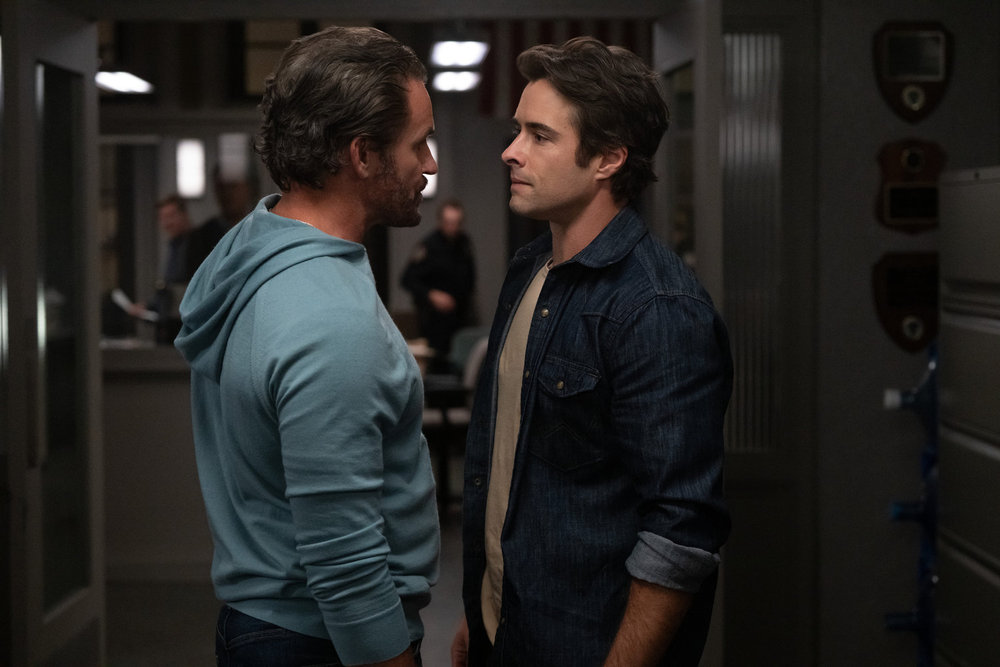 Law & Order: Special Victims Unit Season 27 Episode 4, "Clickbait," - (l-r) Kevin Kane as Det. Terry Bruno and Corey Cott as Det. Jake Griffin