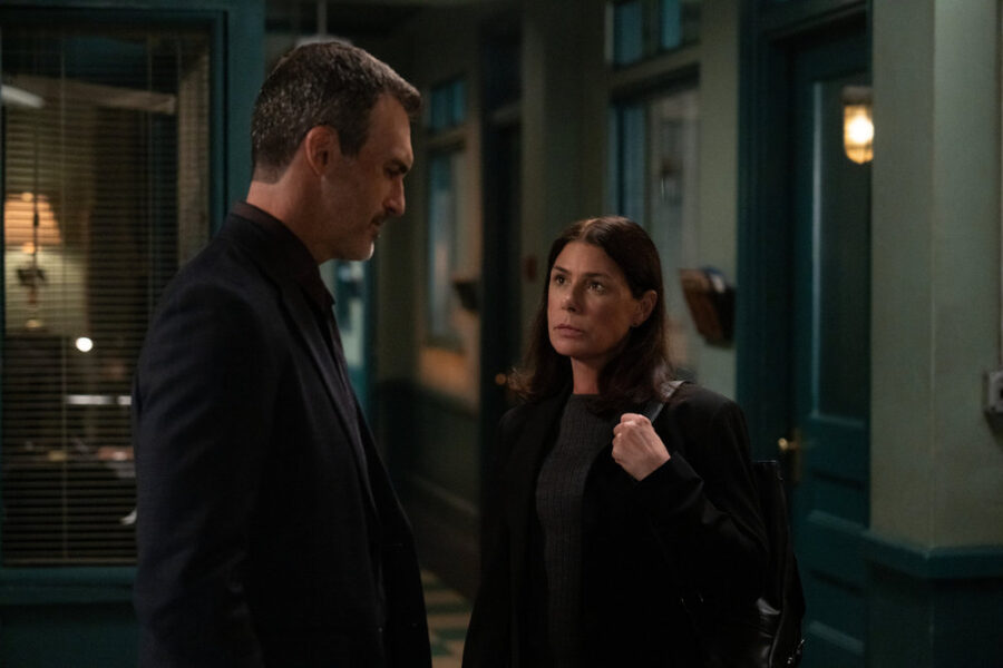 Law & Order - Season 25 | Tell-Tale TV Law & Order Season 25 Episode 3, "White Lies" - (l-r) Reid Scott as Detective Vincent Riley and Maura Tierney as Lieutenant Jessica Brady