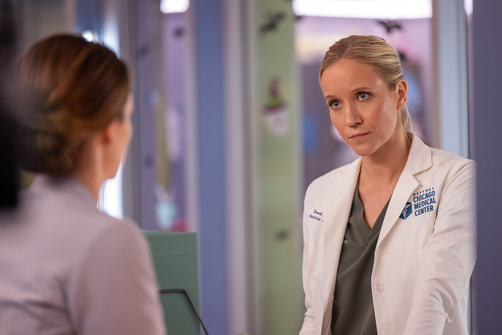 Chicago Med Season 11 Episode 5, "What's Hiding in the Dark" - Jessy Schram as Dr. Hannah Asher
