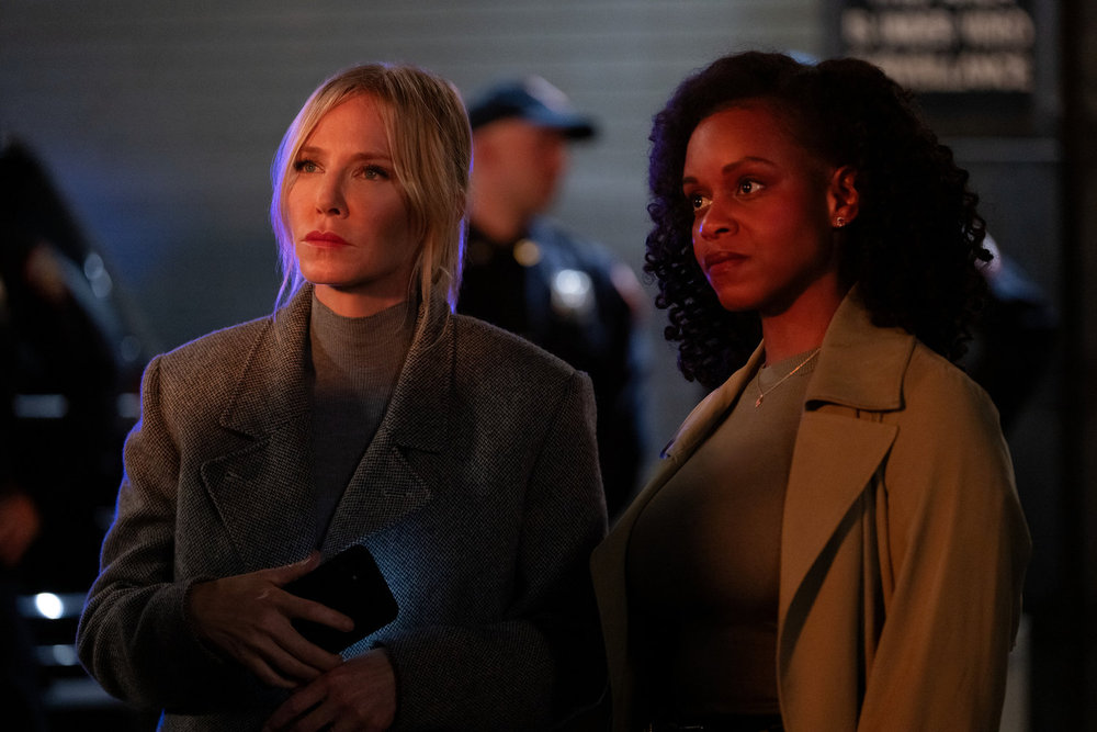 Law & Order: Special Victims Unit Season 27 Episode 6, "Under the Influence" - (l-r) Kelli Giddish as Sgt. Amanda Rollins and Aimé Donna Kelly as Capt. Renee Curry