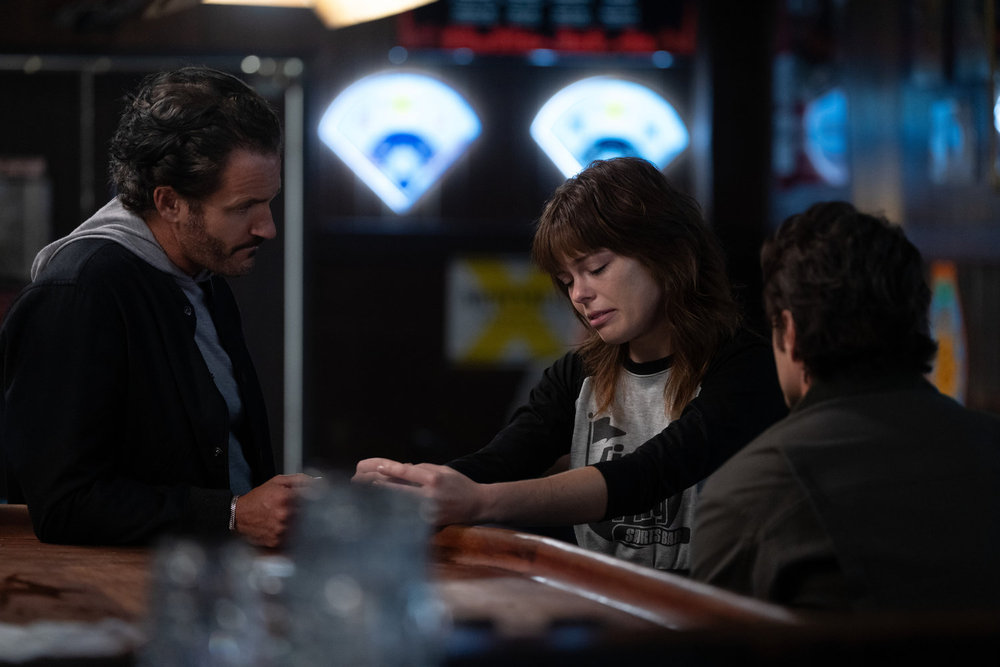 Law & Order: Special Victims Unit Season 27 Episode 6, "Under the Influence" - (l-r) Kevin Kane as Det. Terry Bruno, Harley Renault as Carly Wilson, and Corey Cott as Det. Jake Griffin