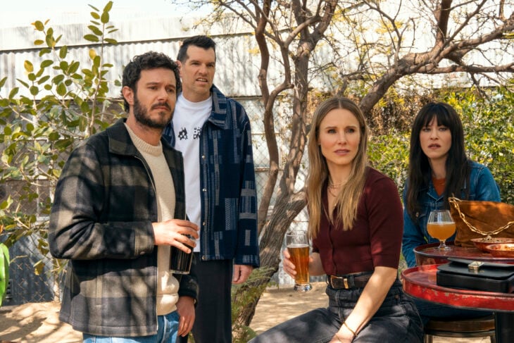 Nobody Wants This. (L to R) Adam Brody as Noah, Timothy Simons as Sasha, Kristen Bell as Joanne, Jackie Tohn as Esther in episode 209 of Nobody Wants This. Nobody Wants This Cast Members Preview Season 2 