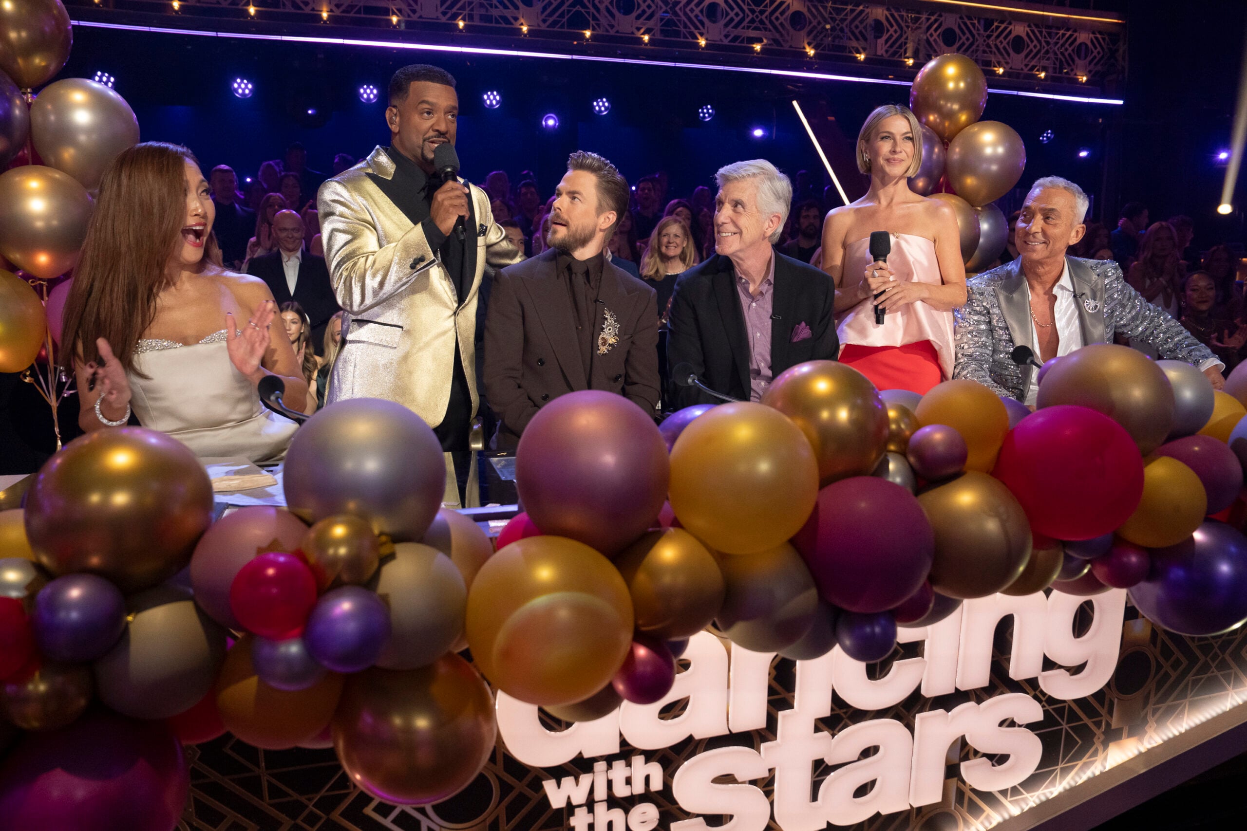 DANCING WITH THE STARS -- CARRIE ANN INABA, ALFONSO RIBEIRO, DEREK HOUGH, TOM BERGERON, JULIANNE HOUGH, BRUNO TONIOLI