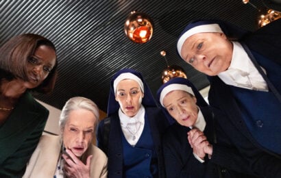 Matlock Season 2 Episode 6, "Harm Reduction" - (l-r) Skye P. Marshall as Olympia Lawrence, Kathy Bates as Madeline "Matty" Matlock, Melissa Alce as Sister Bennie, Marlene Forte as Sister Louise, and Maree Cheatham as Sister Peggy. Matlock Season 2 Episode 6 Review: Harm Reduction 