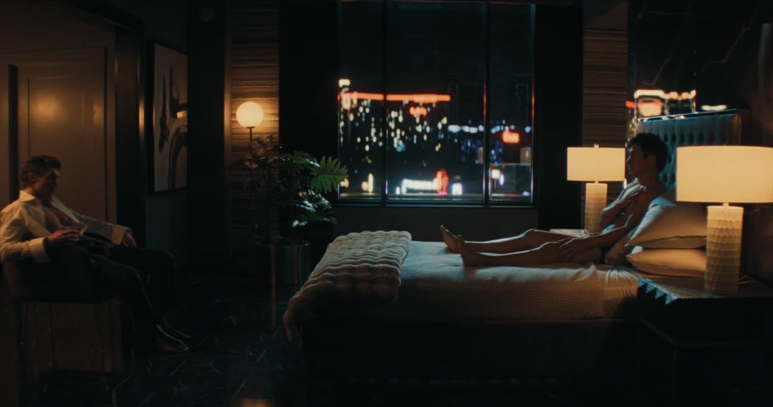 Heated Rivalry Season 1 Episode 2, "Olympians," - (l-r) Connor Storrie as Ilya Rozanov and Hudson Williams as Shane Hollander