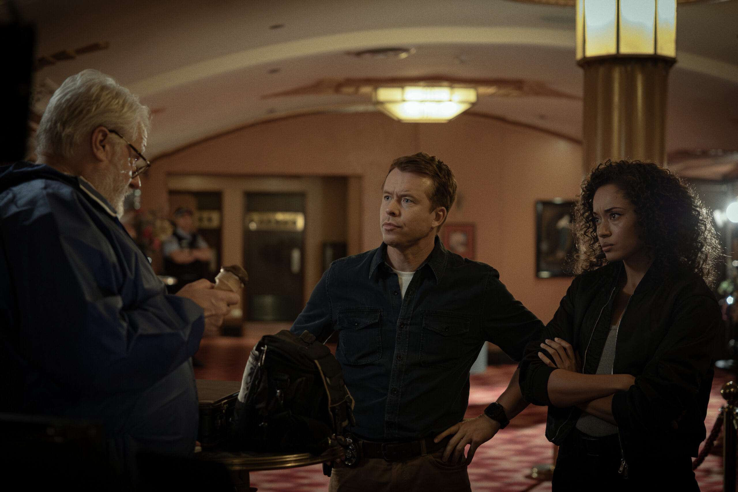 NCIS: Sydney Season 3 Episode 5, "Black Is White" -- William McInnes as Forensic Pathologist Dr. Roy Penrose, Todd Lasance as AFP Liaison Officer Sergeant Jim 'JD' Dempsey and Olivia Swann as NCIS Special Agent Captain Michelle Mackey