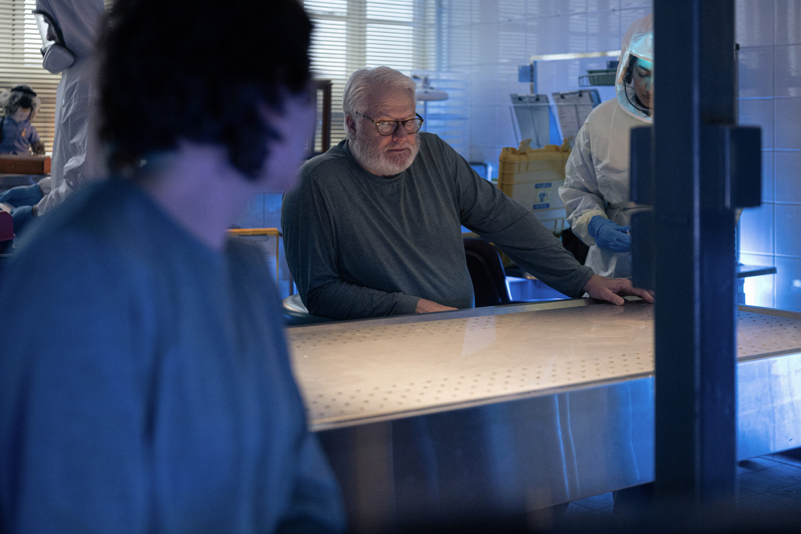 NCIS: Sydney Season 3 Episode 6, "Sucker Punch" -- Mavournee Hazel as Forensic Pathologist Bluebird 'Blue' Gleeson and William McInnes as Forensic Pathologist Dr. Roy Penrose