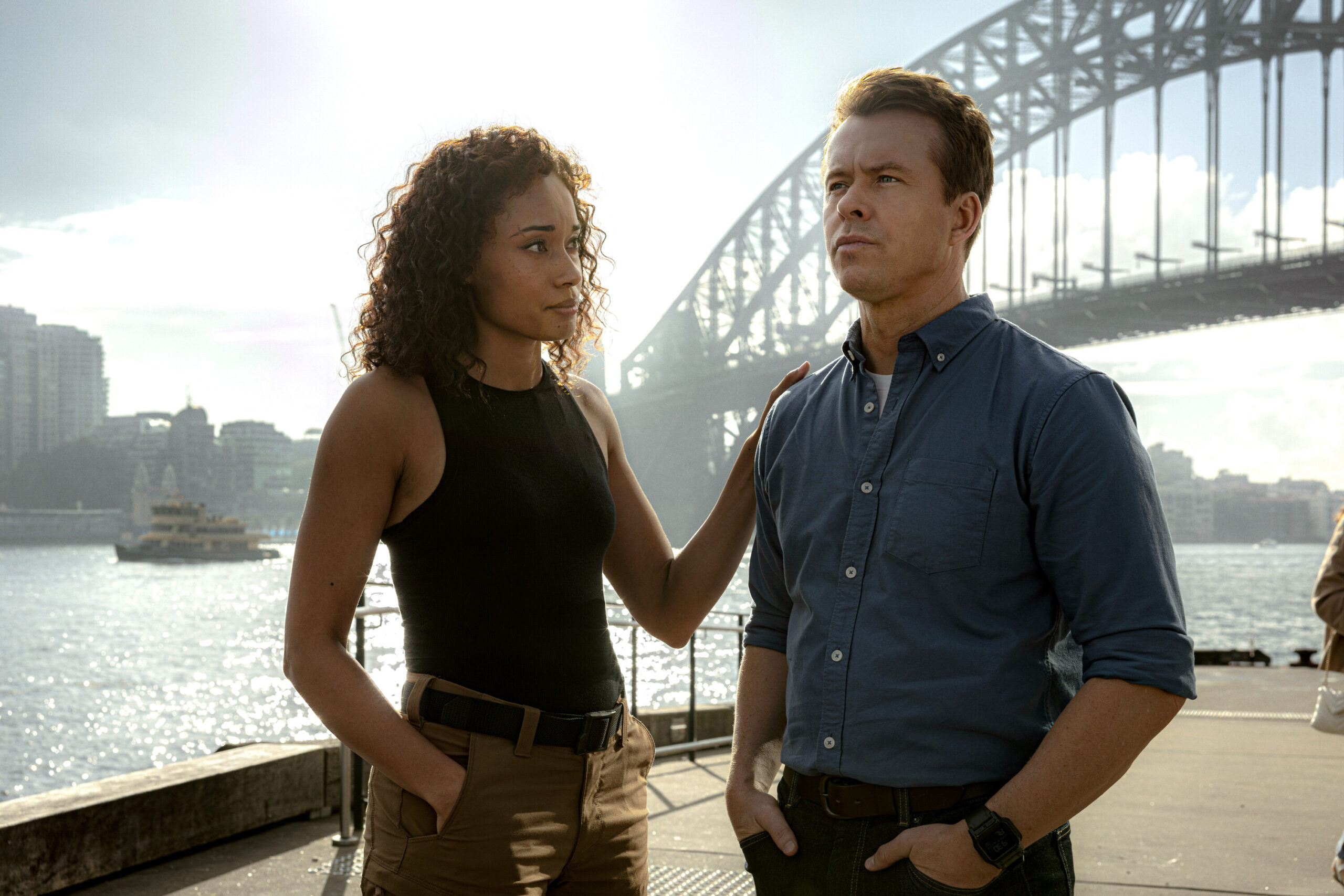 NCIS: Sydney Season 3 Episode 6, "Sucker Punch" -- Olivia Swann as NCIS Special Agent Captain Michelle Mackey and Todd Lasance as AFP Liaison Officer Sergeant Jim 'JD' Dempsey