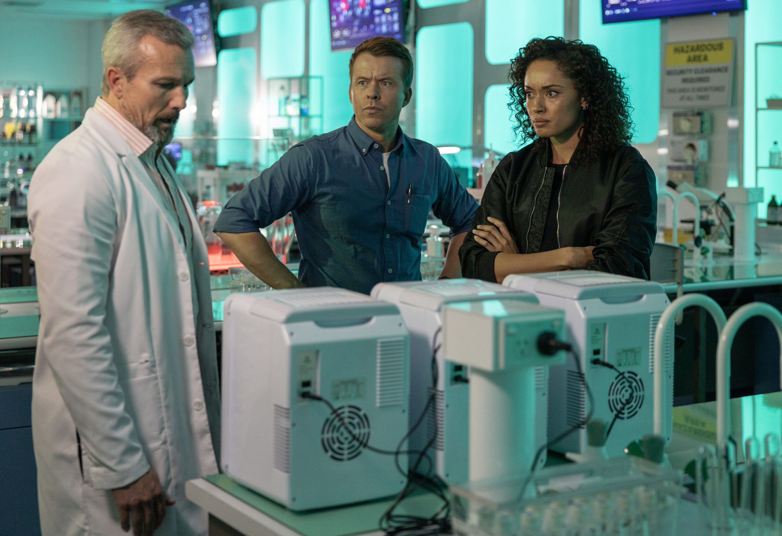 NCIS: Sydney Season 3 Episode 6, "Sucker Punch" -- Craig Hall as Harry Freeland, Todd Lasance as AFP Liaison Officer Sergeant Jim 'JD' Dempsey and Olivia Swann as NCIS Special Agent Captain Michelle Mackey