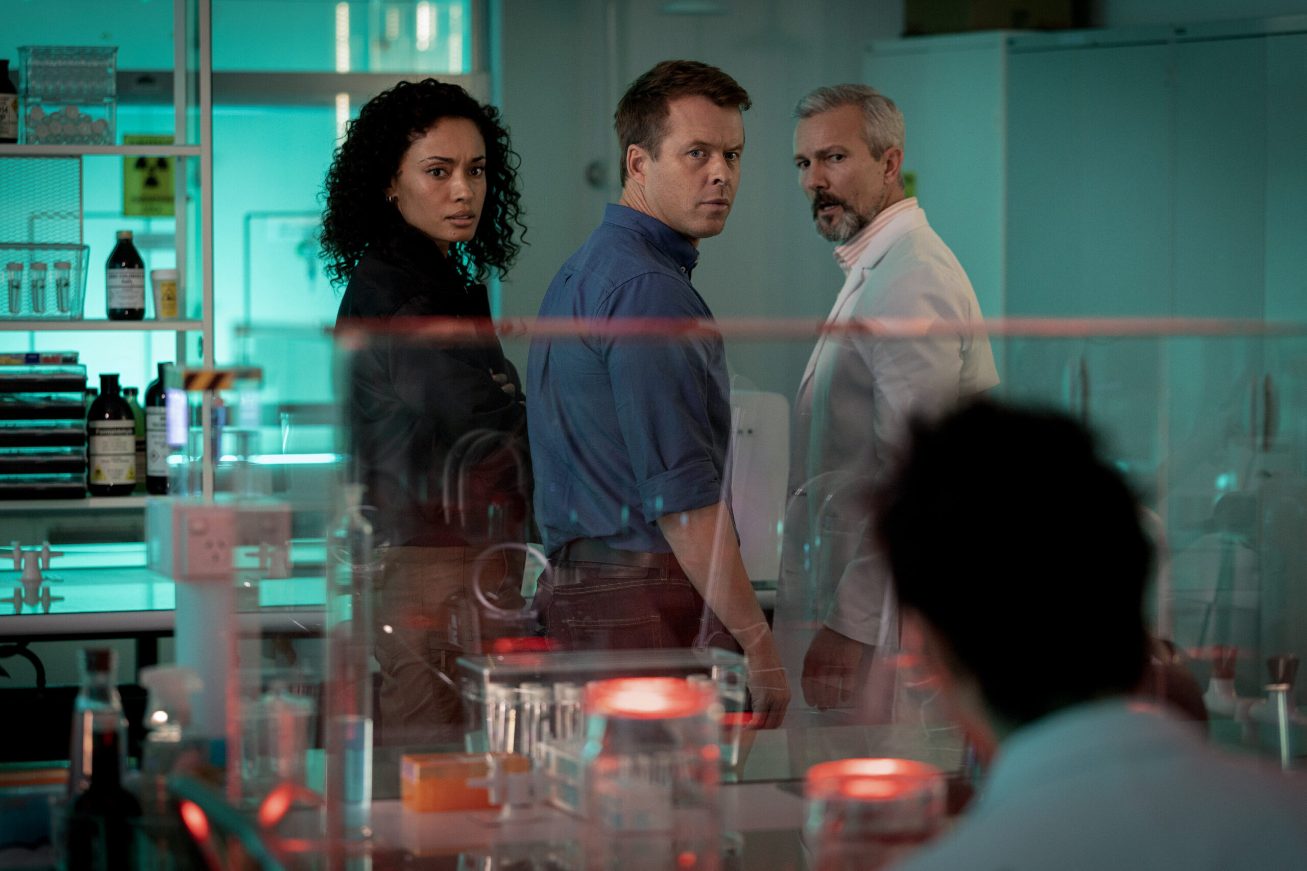 NCIS: Sydney Season 3 Episode 6, "Sucker Punch" -- Olivia Swann as NCIS Special Agent Captain Michelle Mackey, Todd Lasance as AFP Liaison Officer Sergeant Jim 'JD' Dempsey, and Craig Hall as Harry Freeland