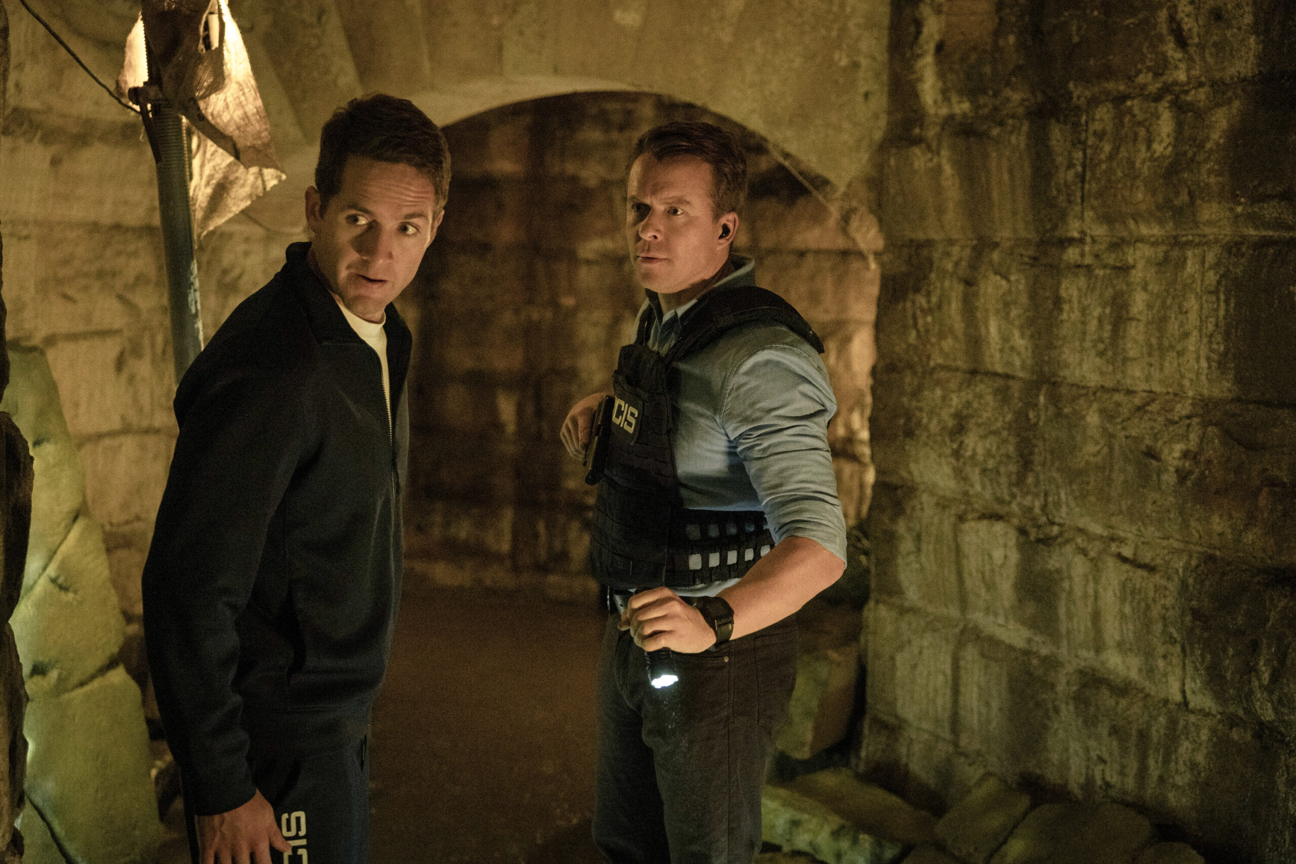 NCIS: Sydney Season 3 Episode 7, "Gold Digger" -- George Pullar as Joel Corbel and Todd Lasance as AFP Liaison Officer Sergeant Jim 'JD' Dempsey