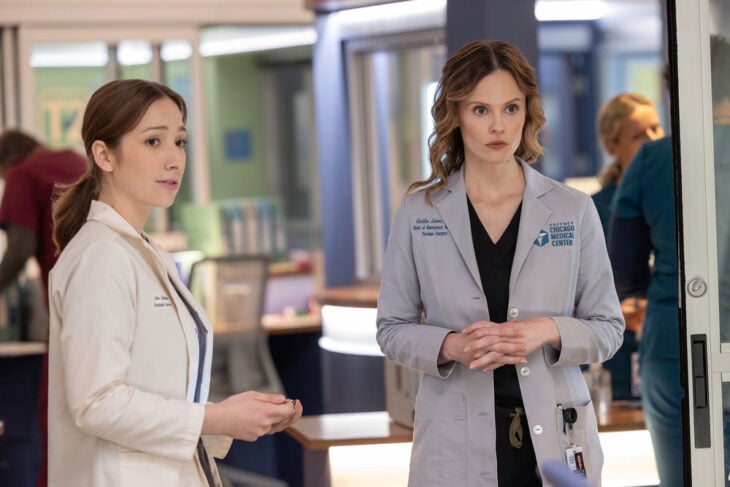 Chicago Med - Season 11 | Tell-Tale TV Chicago Med Season 11 Episode 7, "Double Down," - (l-r) Abrial Bonilla as Med Student Lina Martinez and Sarah Ramos as Dr. Caitlin Lenox Chicago Med Season 11 Episode 7 Review: Double Down