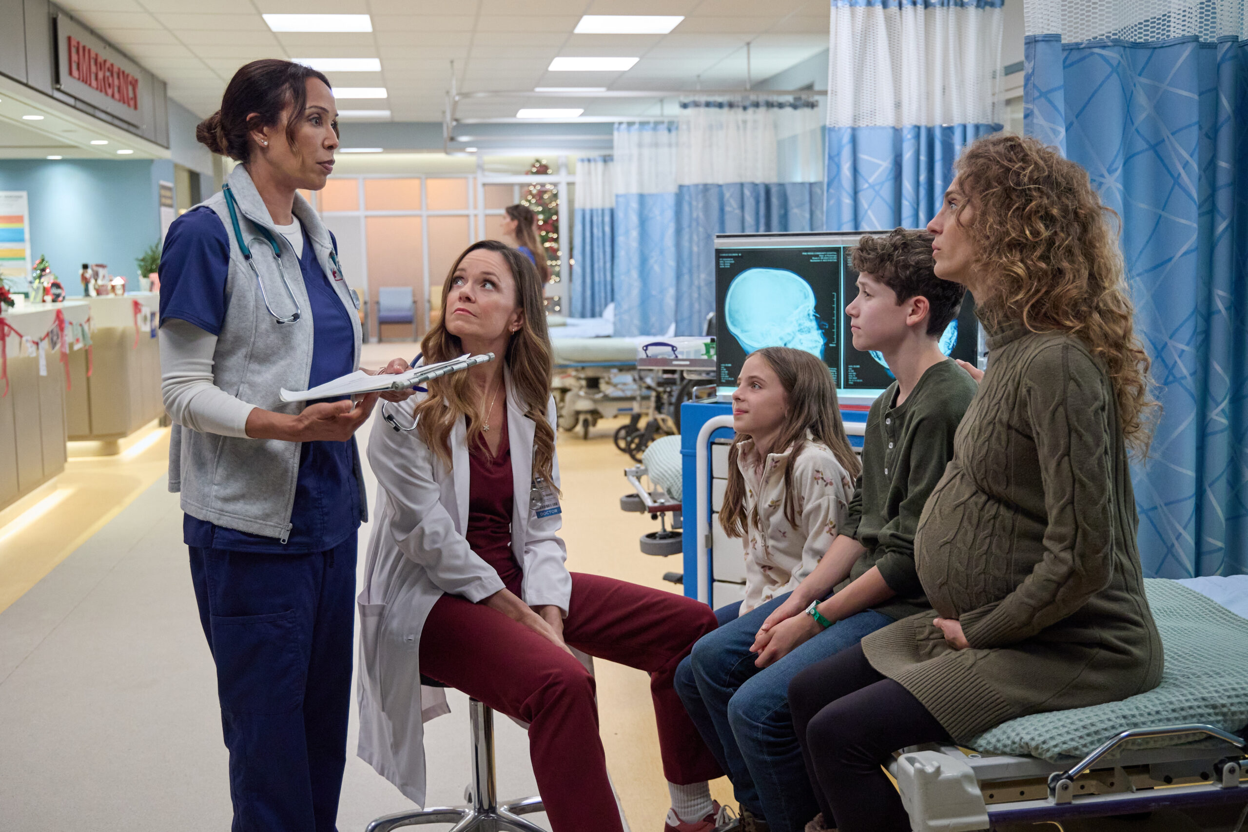 The More the Merrier - Photo: Lucia Walters, Rachel Boston, Jecca Beauchamp, AJ Kostynick, Carmel Amit (Credit: ©2025 Hallmark Media/Photographer: Allister Foster)