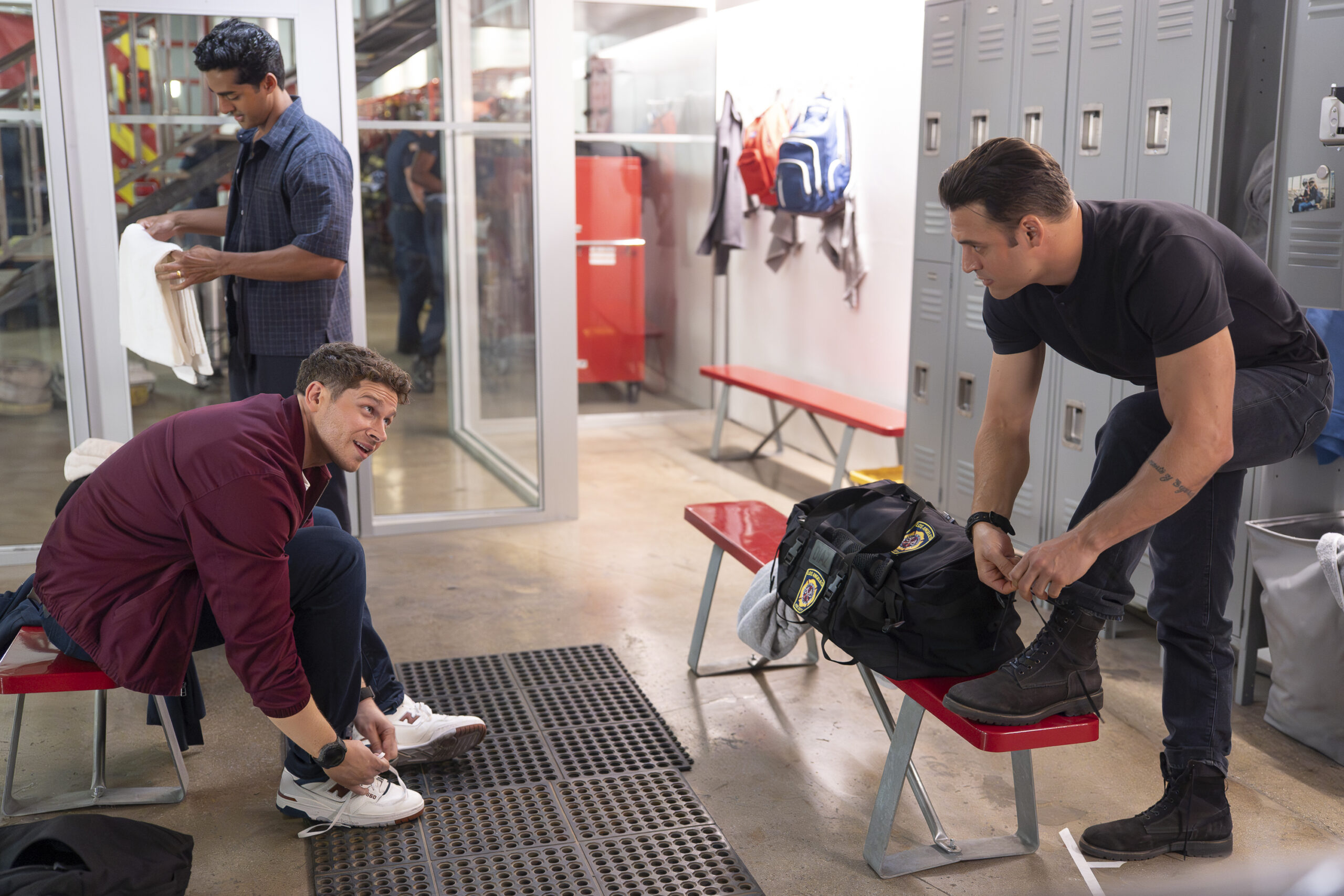 9-1-1 Season 9 Episode 7, "Secrets" -- ANIRUDH PISHARODY, OLIVER STARK, RYAN GUZMAN