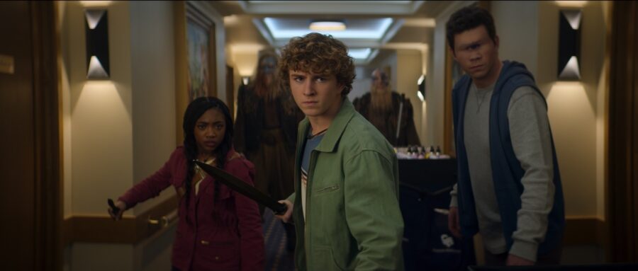 Percy Jackson and the Olympians Season 2 Episode 3 - Daniel Diemer as Tyson, Walker Scobell as Percy Jackson, Leah Jeffries as Annabeth Chase (Photo courtesy of Disney)