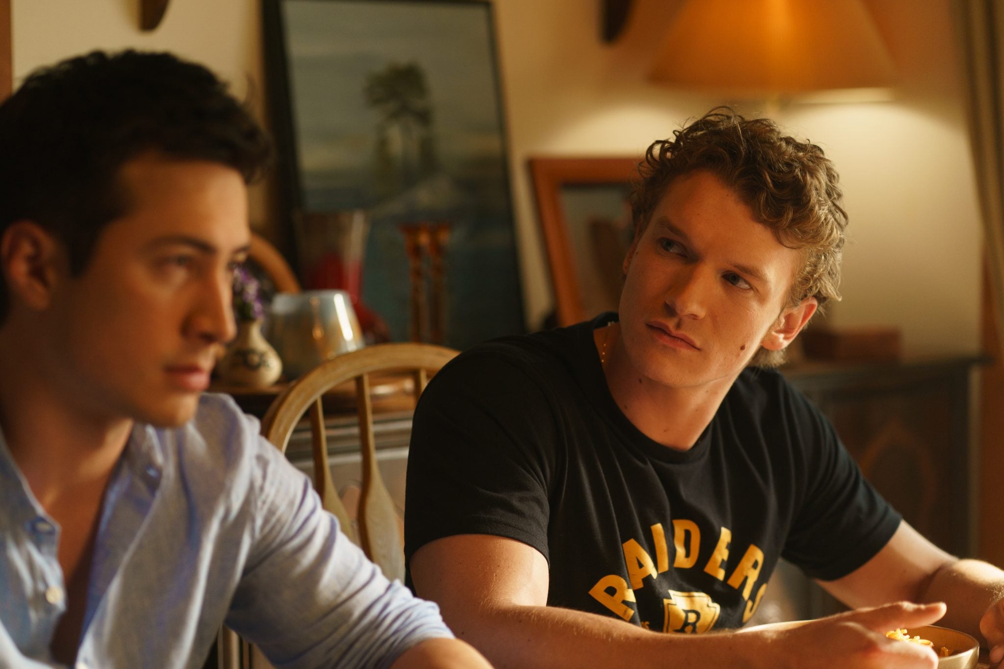 Heated Rivalry Season 1 Episode 6, "The Cottage" - (l-r) Hudson Williams as Shane Hollander and Connor Storrie as Ilya Rozanov