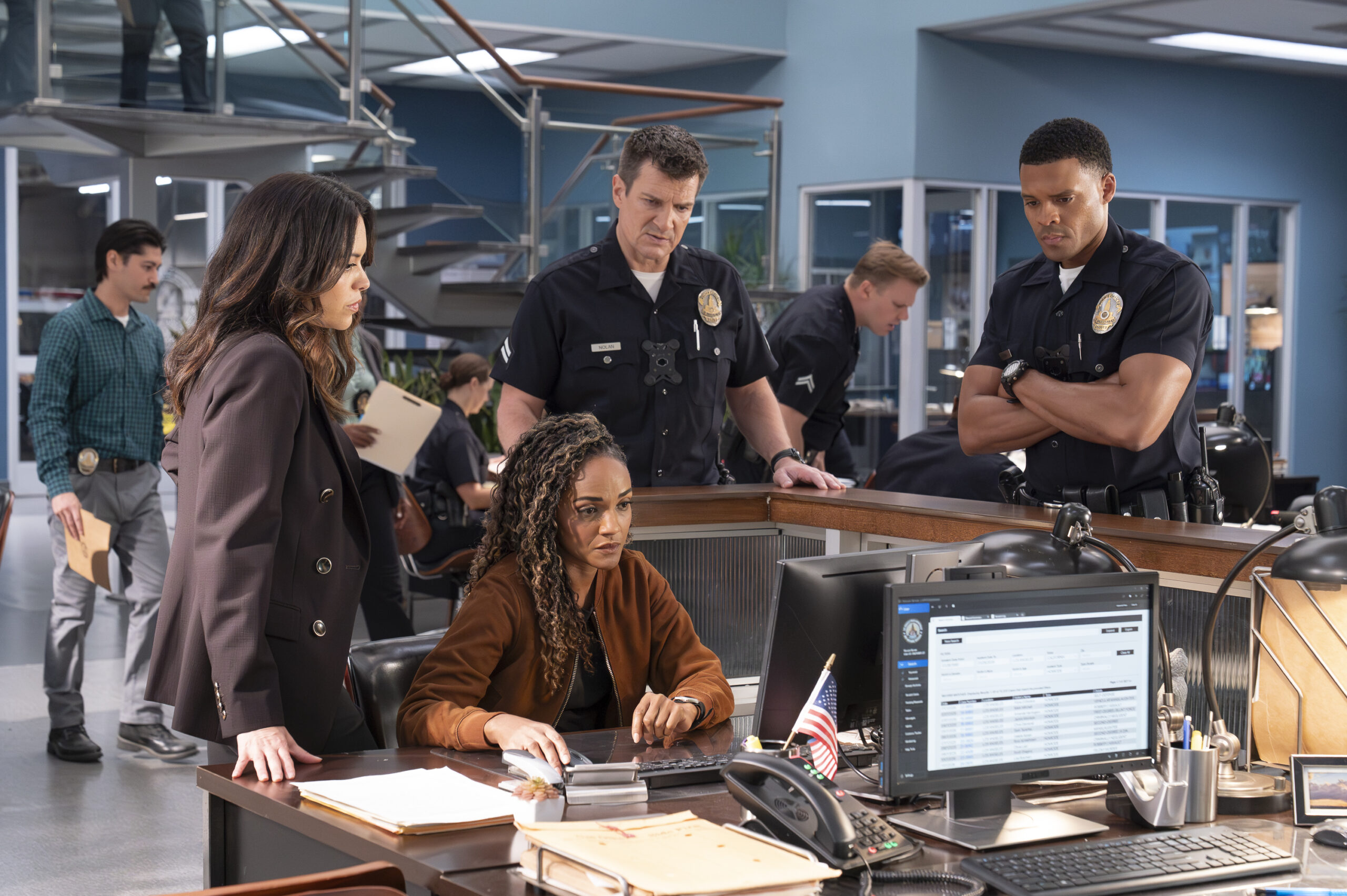 The Rookie Season 8 Episode 4, "Cut and Run" -- ALYSSA DIAZ, MEKIA COX, NATHAN FILLION, DERIC AUGUSTINE