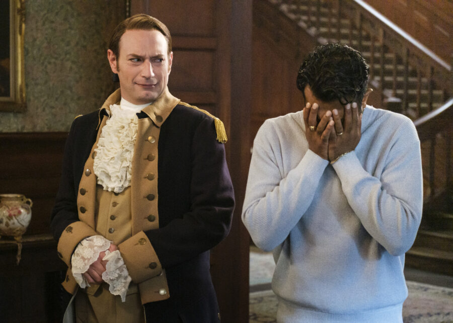 “The Others” – GHOSTS. Pictured L to R: Brandon Scott Jones as Isaac and Utkarsh Ambudkar as Jay. Photo: Bertrand Calmeau/CBS ©2025 CBS Broadcasting, Inc. All Rights Reserved.