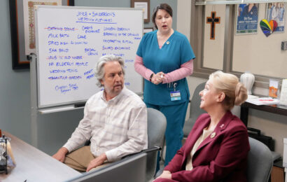 St. Denis Medical Season 2 Episode 9, "You're in His Bubble Space" - (l-r) Steve Little as Sanderson, Allison Tolman as Alex, and Wendi Mclendon Covey as Joyce St. Denis Medical Season 2 Episode 9 Review: You’re in His Bubble Space 