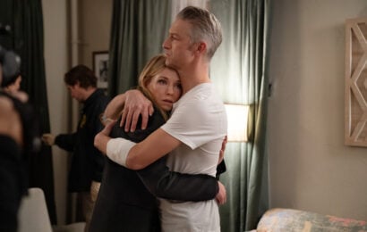 Kelli Giddish as Sgt. Amanda Rollins, Peter Scanavino as A.D.A Dominick "Sonny" Carisi Jr hugging each other. Law & Order: Special Victims Unit Season 27 Episode 11 Review: Career Psychopath 