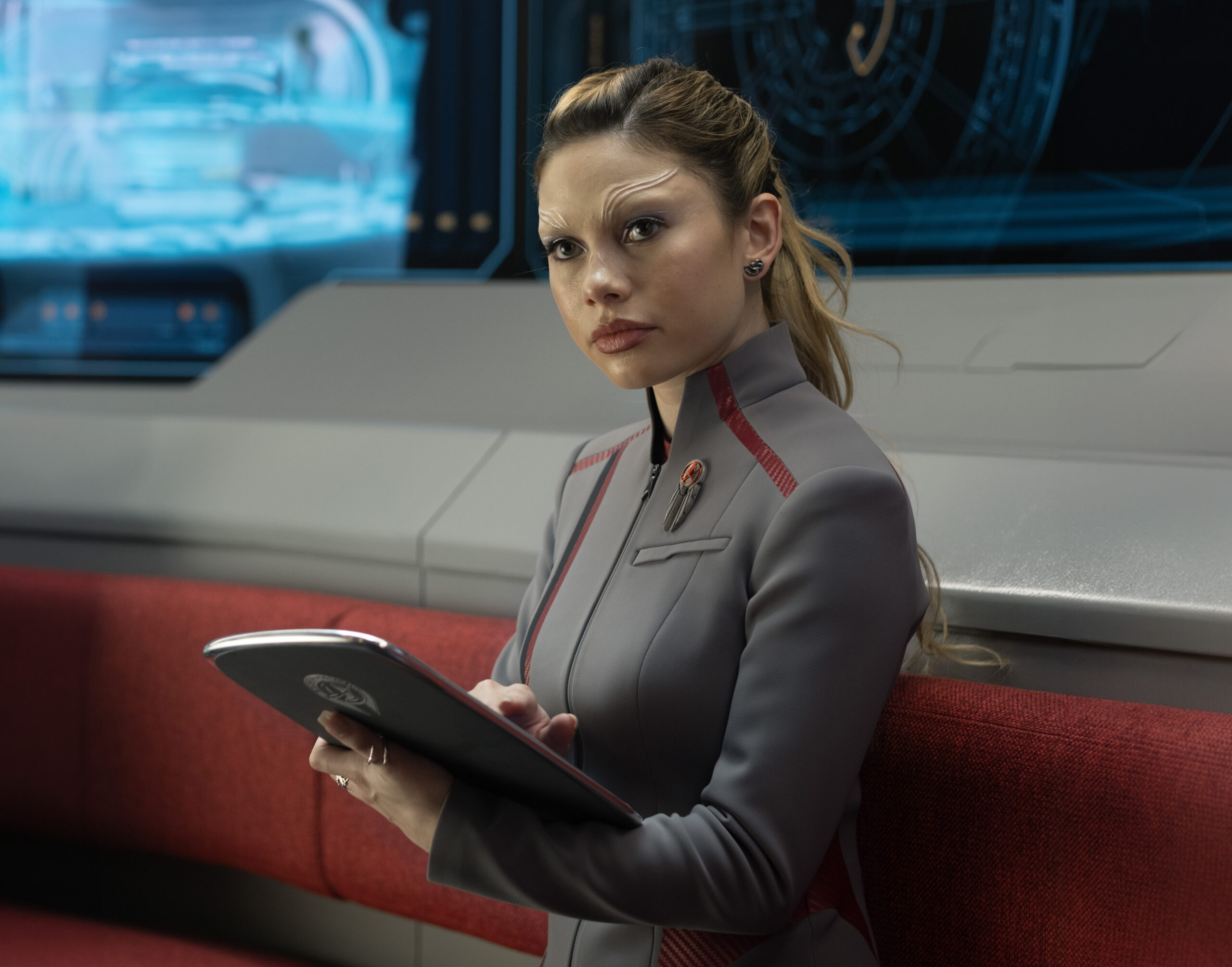 Still from Star Trek: Starfleet Academy Season 1 Episode 1 of Bella Shepard as Genesis