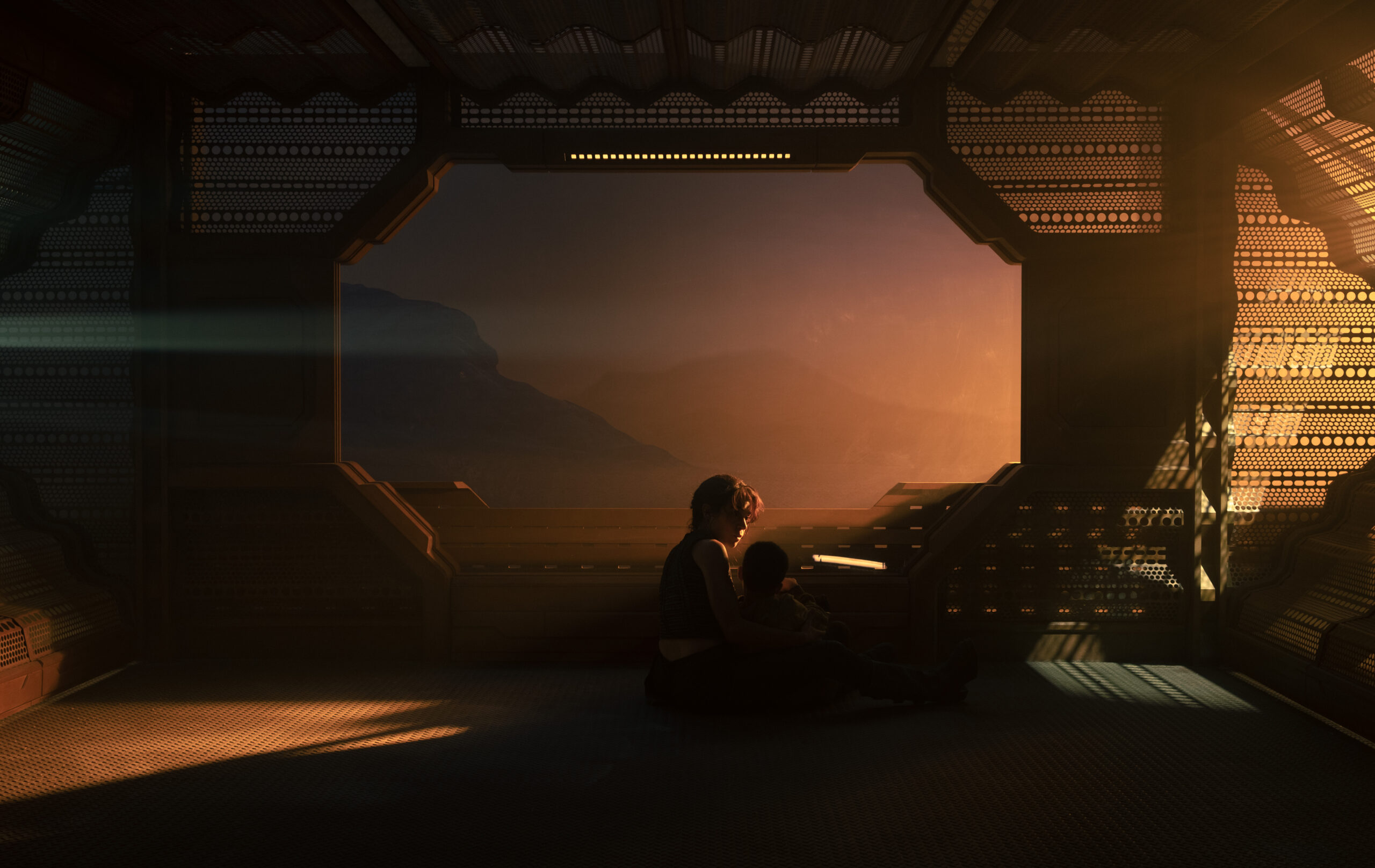 Still from Star Trek: Starfleet Academy Season 1 Episode 1 of Tatiana Maslany and Luciano Fernandez pictured from left to right.