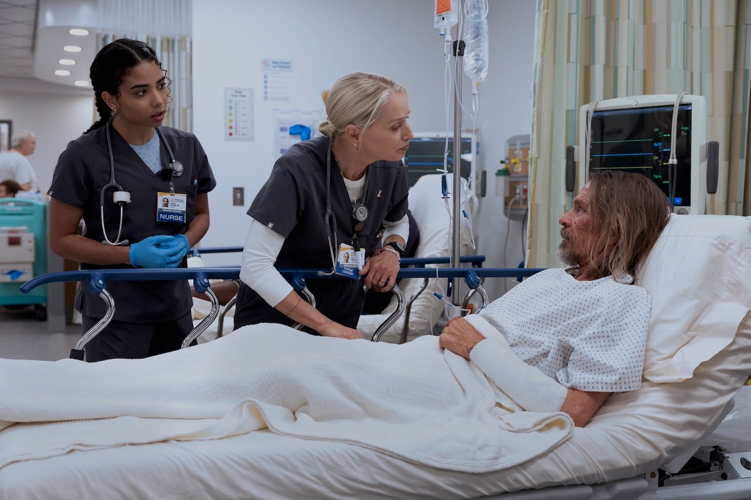 The Pitt Season 2 Episode 3 - Laetitia Hollard, Katherine LaNasa, Charles Edward Baker (Warrick Page/HBOMAX) | Tell-Tale TV Dana & Emma check on Digby.