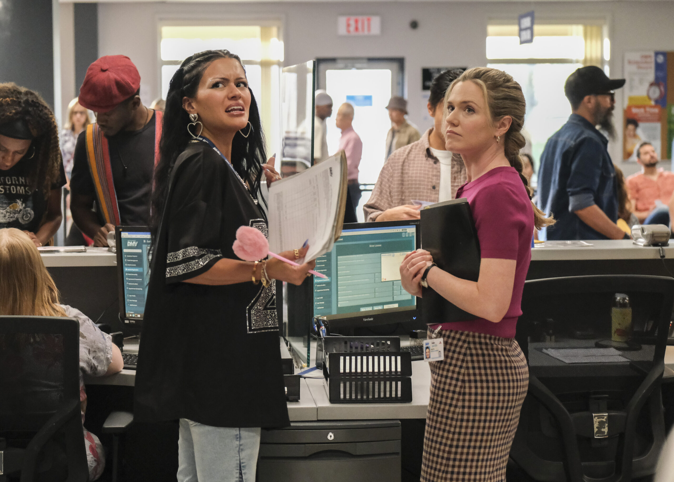 DMV Season 1 Episode 10, "Hot Gurlz" - (l-r) Gigi Zumbado as Ceci and Harriet Dyer as Colette