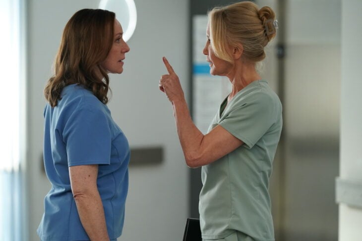 Still from Doc Season 2 Episode 17 of Molly Parker and Felicity Huffman pictured from left to right.