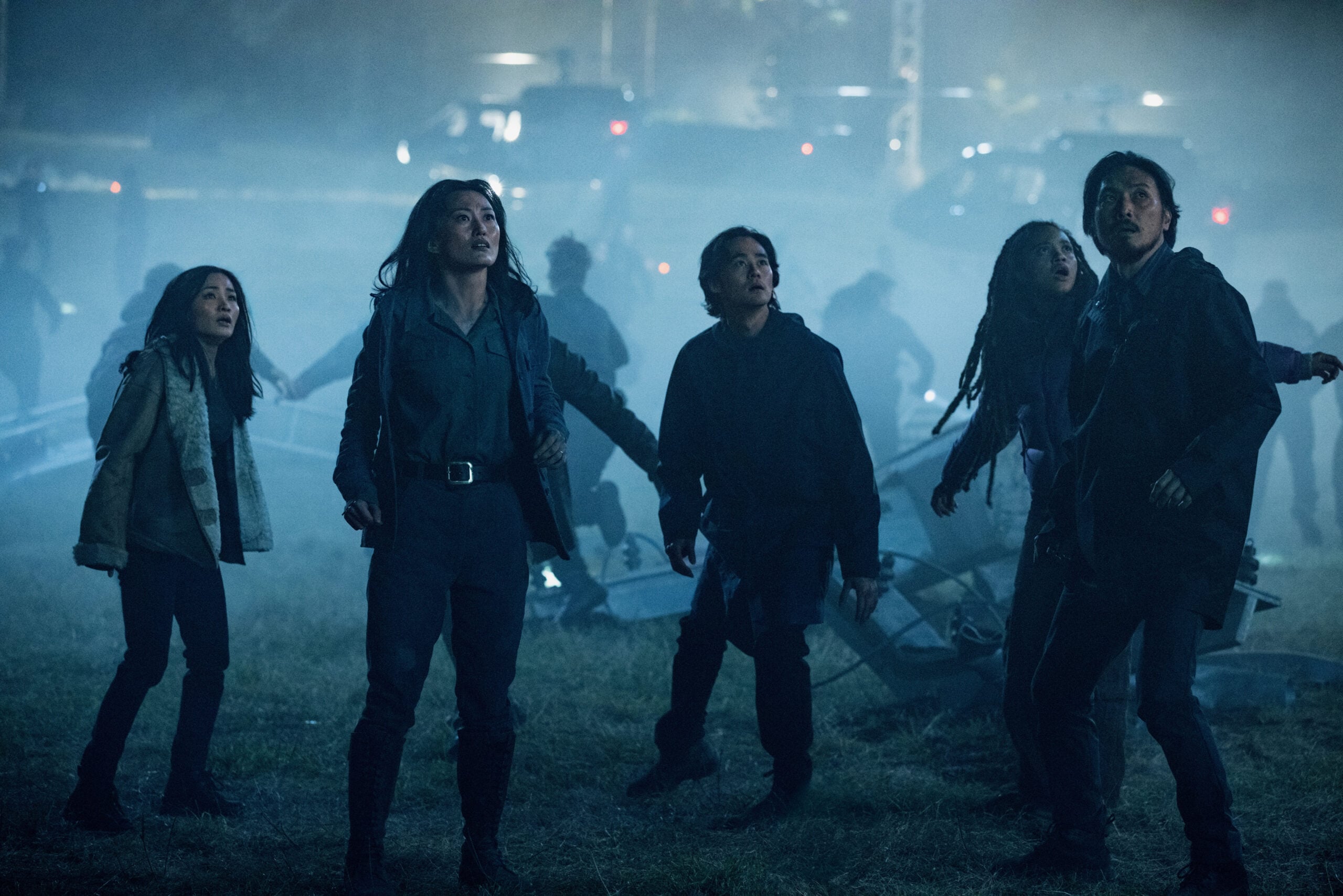 Monarch: Legacy of Monsters Season 2 Episode 4 - Anna Sawai, Mari Yamamoto, Ren Watabe, Kiersey Clemons and Takehiro Hira | Tell-Tale TV Still from Monarch: Legacy of Monsters Season 2 Episode 4 of pictured from left to right Mari Yamamoto, Ren Watabe, Kiersey Clemons and Takehiro Hira.