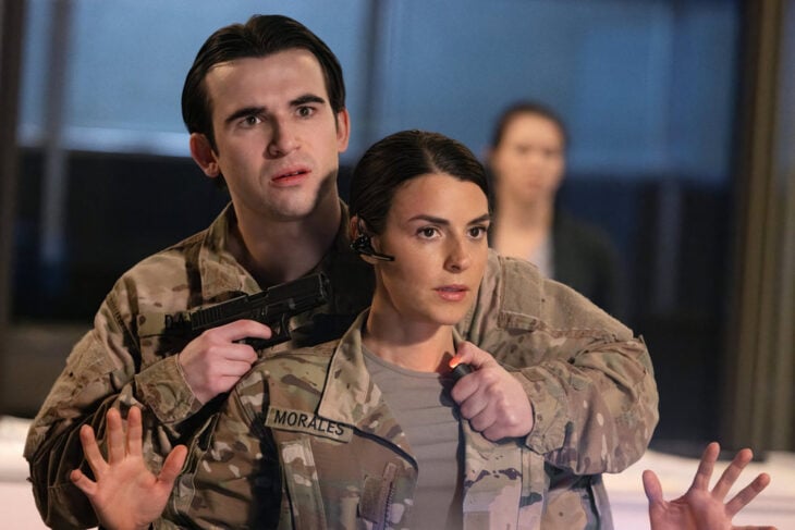 The Hunting Party - Season 2 | Tell-Tale TV The Hunting Party Season 2 Episode 5, "Noah Cyrus," - (l-r) Ted Sutherland as Norm Davis and Sara Garcia as Jennifer Morales The Hunting Party Season 2 Episode 5 Review: Noah Cyrus