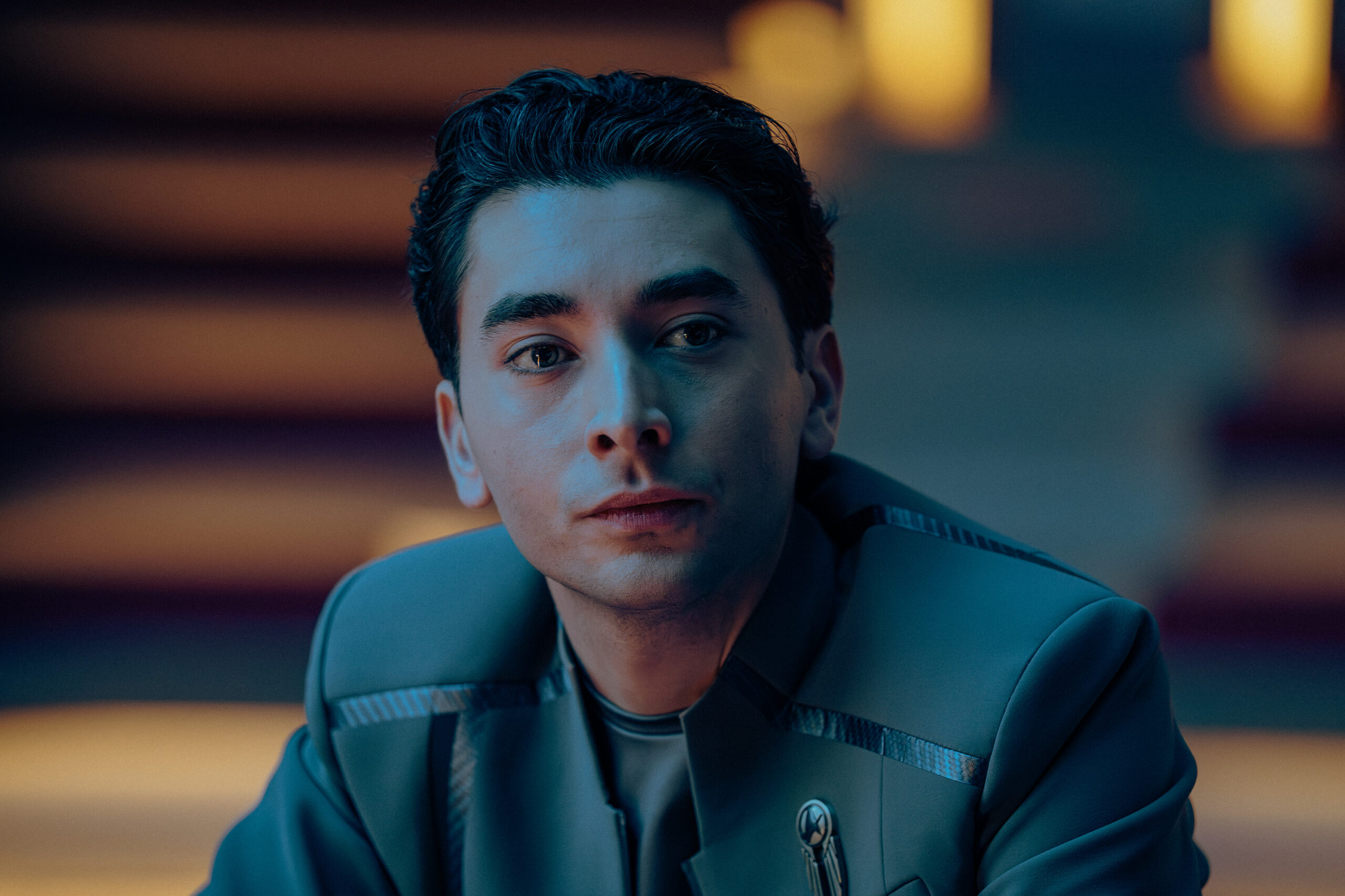 Still from Star Trek: Starfleet Academy Season 1 Episode 8 of Romeo Carere as Ocam.