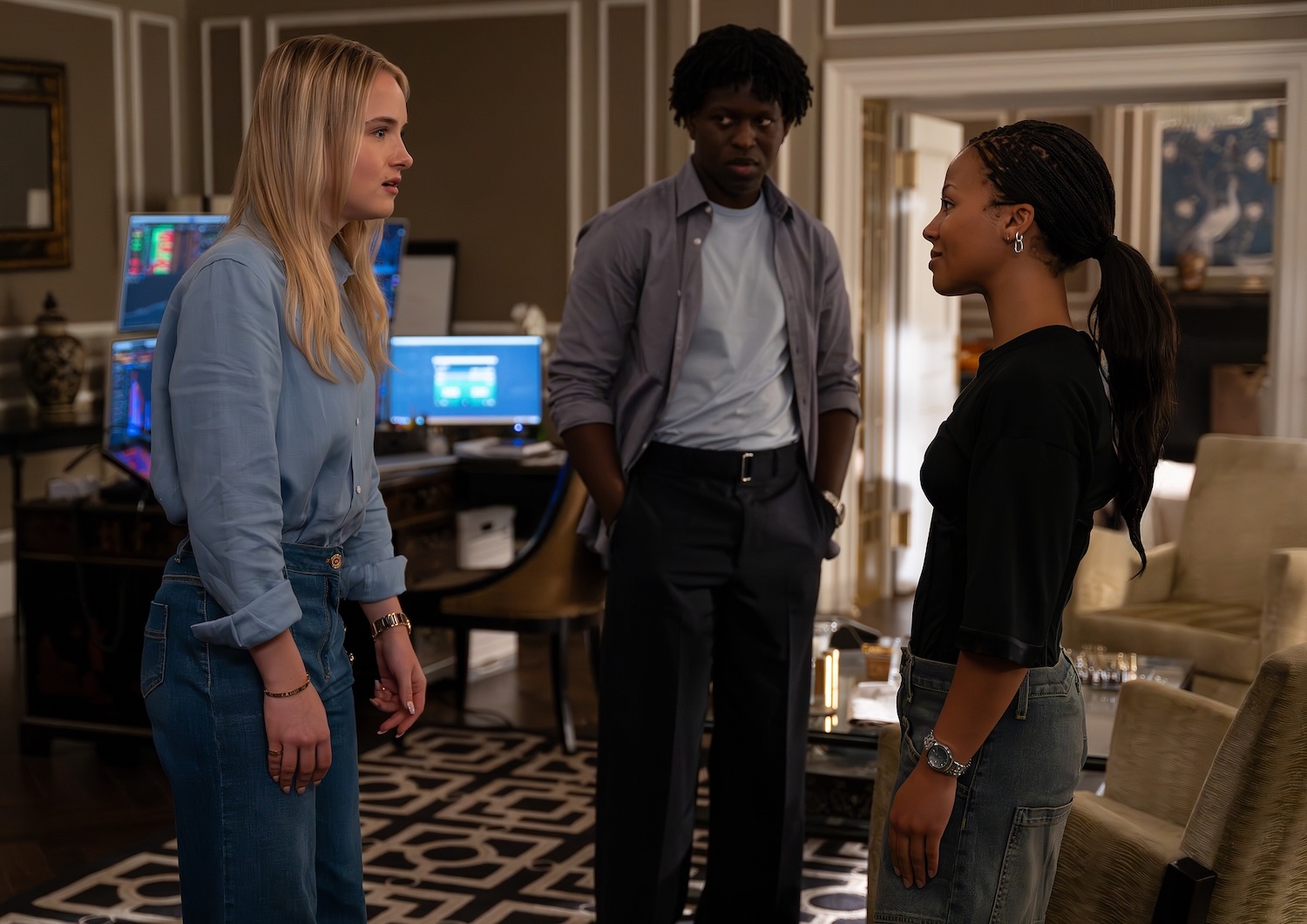 Industry Season 4 Episode 7 - Miriam Petche, Toheeb Jimoh, Myha’la (Photograph by Simon Ridgway/HBO)