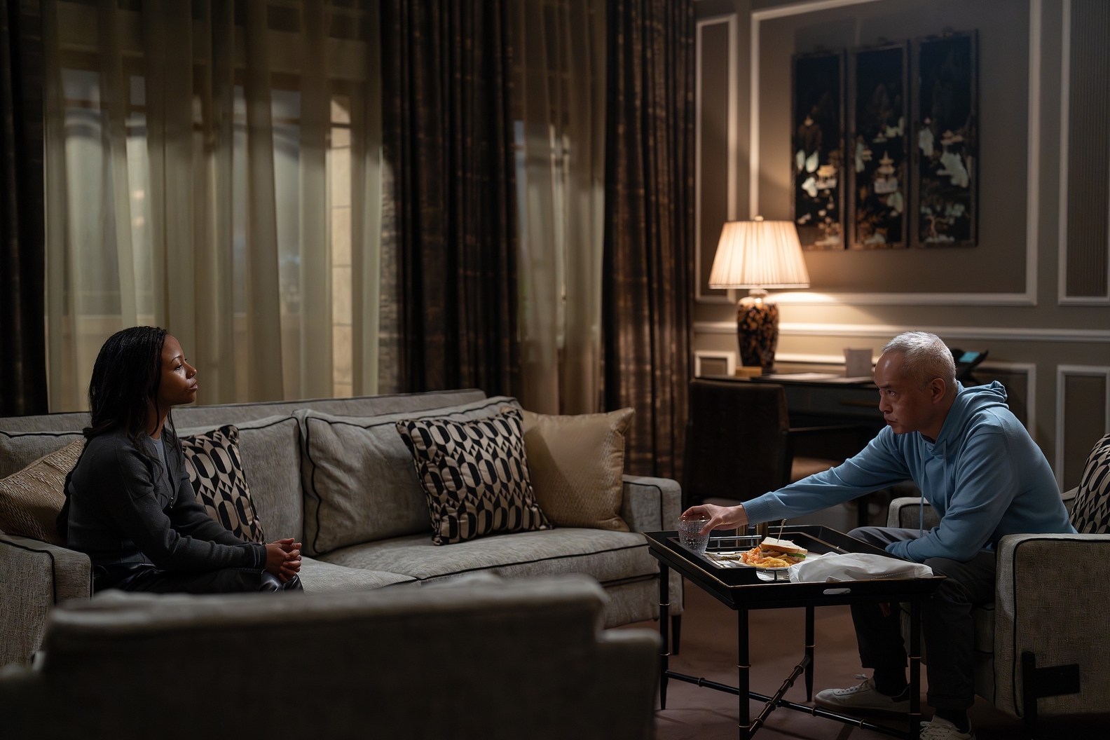 Industry Season 4 Episode 5 - Myha'la, Ken Leung (Photograph by Simon Ridgway/HBO)