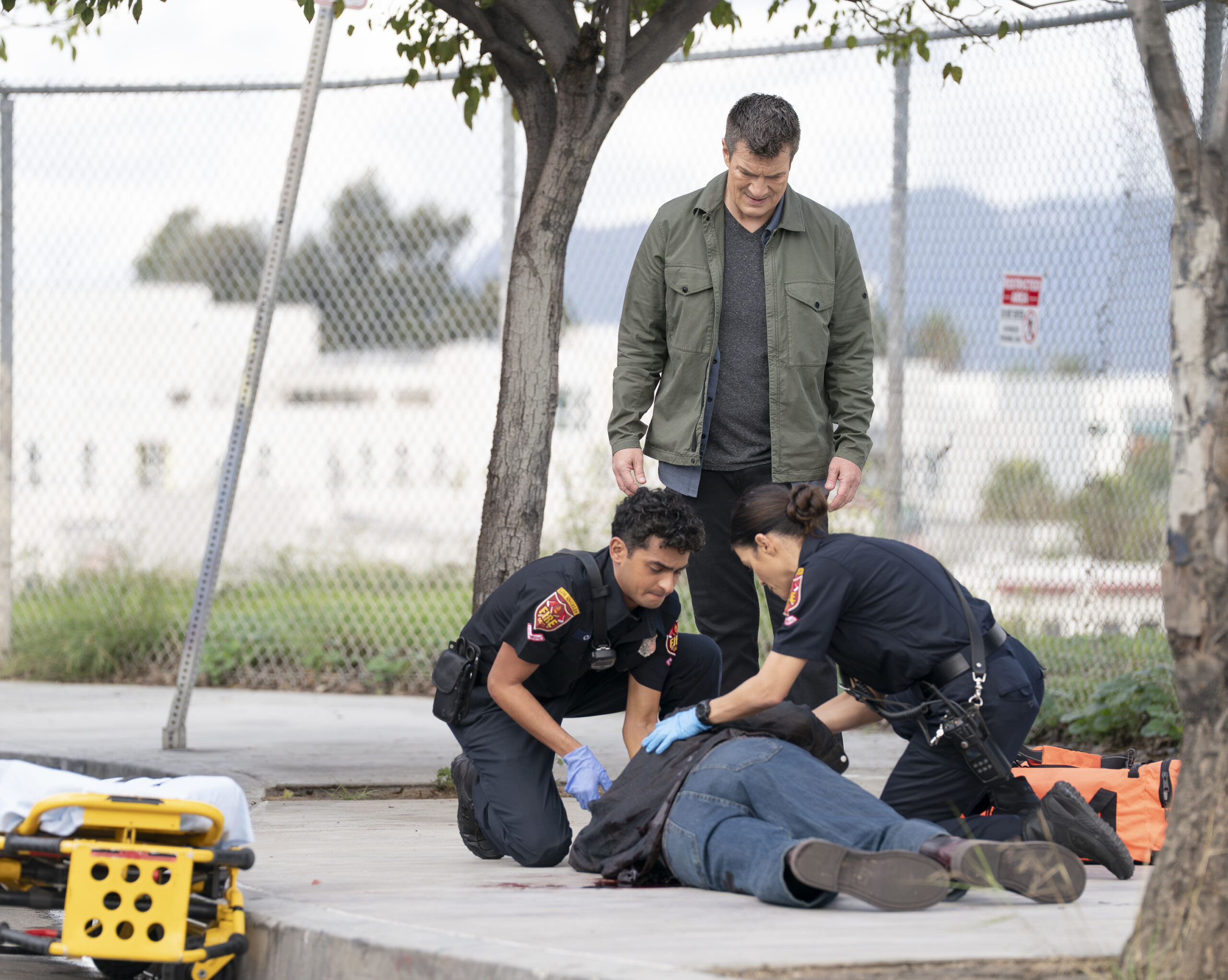 The Rookie Season 8 Episode 13, "The Thinker" -- SYDNEY MAE DIAZ, NATHAN FILLION, JENNA DEWAN