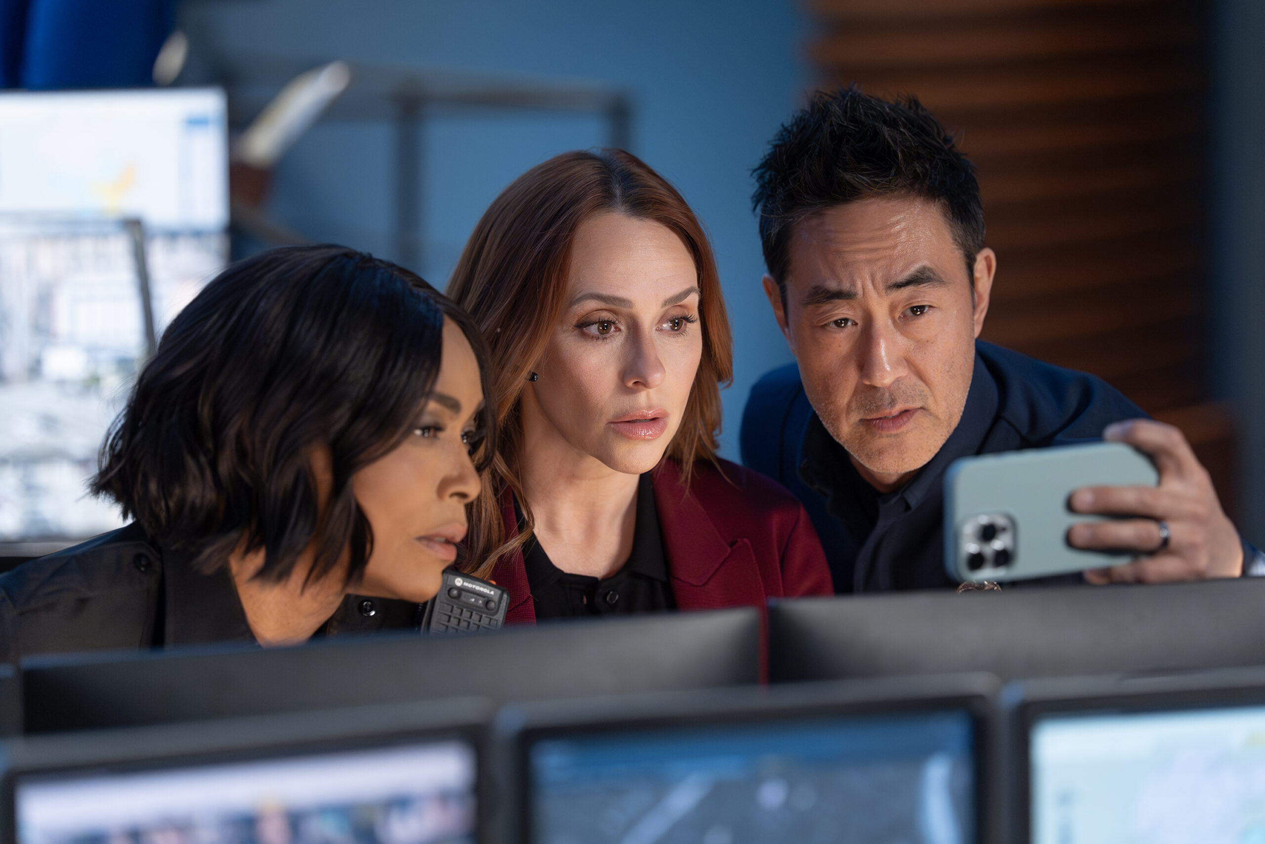 9-1-1 Season 9 Episode 13, "Mother's Boy" -- ANGELA BASSETT, JENNIFER LOVE HEWITT, KENNETH CHOI