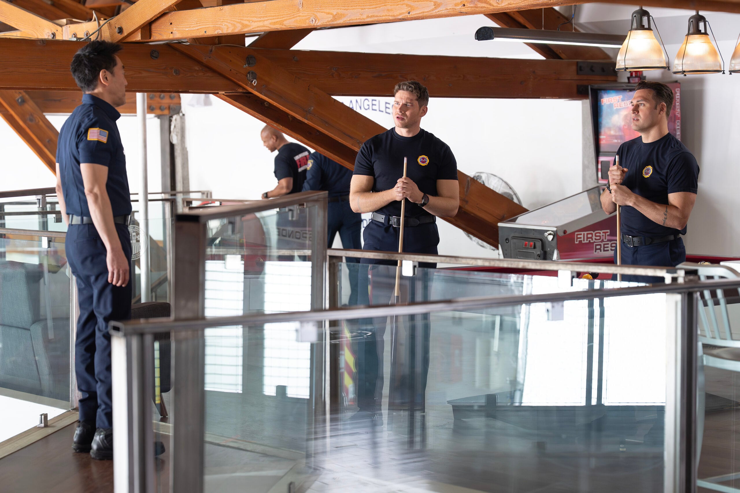 9-1-1 Season 9 Episode 14, "D.I.Y." -- KENNETH CHOI, OLIVER STARK, RYAN GUZMAN