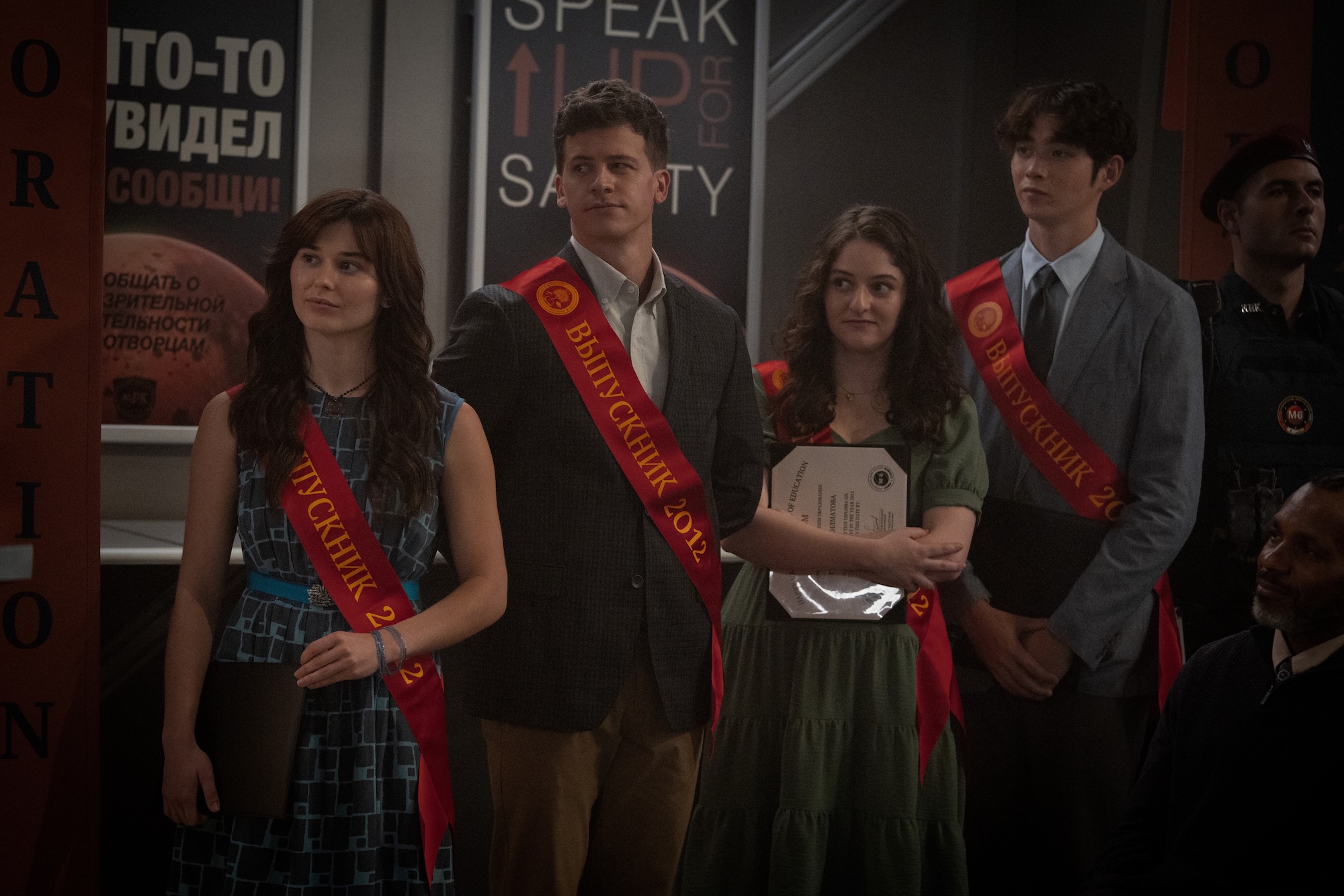 Ruby Cruz, Barrett Carnahan, Yael Chanukov and Sean Kaufman in "For All Mankind" Season 5 Episode 1